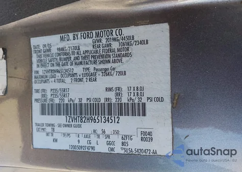 2006 Ford Mustang Gt from USA, damaged, VIN 1ZVHT82H965134512